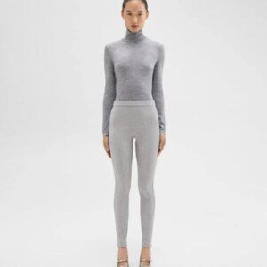 NWT Theory ADBELLE High Waist Light Gray Stretch Wool Flannel Leggings S
